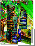 Three Iridescent Tiki Totem Poles Prints by R.I.L. 