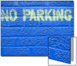 Painted Blue Brick Wall with No Parking Sign Art by John Nordell