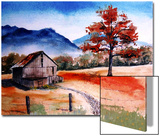 Kentucky Barn with Blue Mountains in Background Prints by Rich LaPenna