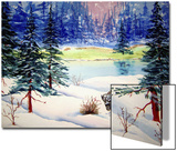 Bison in Wintery Snow Scene Print by R.I.L. 