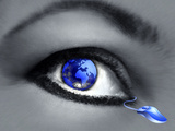 Collage of Womans Eye with Globe Looking East, Connected to Mouse Prints by I.W. 