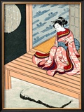 Japanese Geisha in Snow Framed Giclee Print