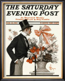 Man and Basket of Easter Flowers, c.1913 Framed Giclee Print by Joseph Christian Leyendecker