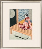 Japanese Geisha in Snow Framed Giclee Print
