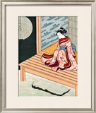 Japanese Geisha in Snow Framed Giclee Print