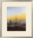 Ships in Greifswald Harbor Framed Giclee Print by Caspar David Friedrich
