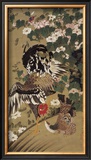 Japanese Rooster with Two Birds Framed Giclee Print by Jyakuchu Ito