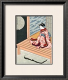 Japanese Geisha in Snow Framed Giclee Print