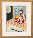 Japanese Geisha in Snow Framed Giclee Print
