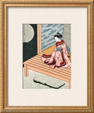 Japanese Geisha in Snow Framed Giclee Print