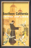 United Airlines: Southern California, Franciscan Monk and Spanish Mission Framed Giclee Print by Stan Galli