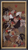 Japanese Rooster with Sunflower in Summer Framed Giclee Print by Jyakuchu Ito