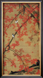 Two Birds Meet Up on the Maple Tree Framed Giclee Print by Jyakuchu Ito