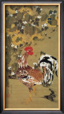 Japanese Rooster under the Grape Tree Framed Giclee Print by Jyakuchu Ito
