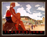 Scarborough, It's Quicker by Rail Framed Giclee Print by Andrew Johnson