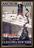 Anchor Line, Glasgow to New York Framed Giclee Print by Kenneth Shoesmith