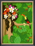 Girl in Tropical Paradise with Flowers Posters by Noriko Sakura