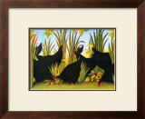 Hens with Strawberries Poster by Geneviève Jost