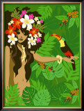 Girl in Tropical Paradise with Flowers Prints by Noriko Sakura