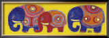 Family of Elephants in Yellow Art by Sophie Jourdan