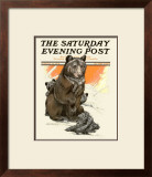Porcupine Scares the Bears Framed Giclee Print by Charles Livingston Bull