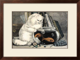 Persian Cat and Gold Fish Art by Ebby Hoyt