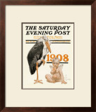 New Year's Baby, c.1908: Stork Delivery Framed Giclee Print by Joseph Christian Leyendecker