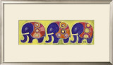 Family of Elephants in Green Posters by Sophie Jourdan