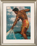 Island Fisherman Framed Giclee Print by Mickelson 
