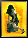 Pin-Up Girl: Suitcase Framed Giclee Print by Richie Fahey