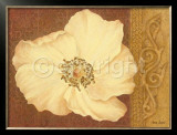 Gold Scroll Flower Head Print by Anne Searle