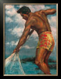 Island Fisherman Framed Giclee Print by Mickelson 