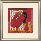 Kneeling in Scarlet Dress II Prints by Mireille Turcot