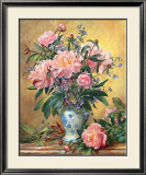 Vase of Peonies and Canterbury Bells Prints by Albert Williams