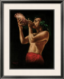 Conch Blower Framed Giclee Print by Leeteg 