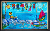 Summer Boat Dock Party Print by Deborah Cavenaugh