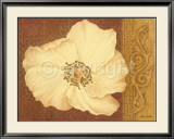 Gold Scroll Flower Head Print by Anne Searle