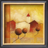 Houses and Trees in Orange and Red II Prints by Claudio Furlan