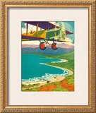 Biplane Over the Coastline Framed Giclee Print by Lucille Webster Holling