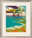 Biplane Over the Coastline Framed Giclee Print by Lucille Webster Holling