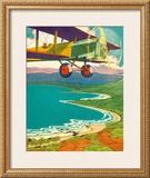 Biplane Over the Coastline Framed Giclee Print by Lucille Webster Holling