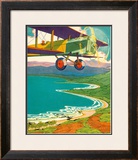 Biplane Over the Coastline Framed Giclee Print by Lucille Webster Holling