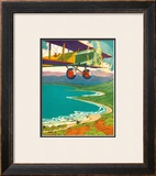 Biplane Over the Coastline Framed Giclee Print by Lucille Webster Holling