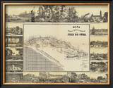 Mapa Historico Pintoresca Moderno de al Isla De Cuba, c.1853 Framed Giclee Print by B. & C. May