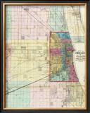Map of Chicago and Environs, c.1869 Framed Giclee Print by Rufus Blanchard