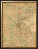 Map of Boston, c.1860 Framed Giclee Print by H. F. Walling