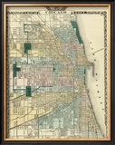 Map of Chicago City, c.1876 Framed Giclee Print by Warner & Beers 