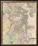Map of the City of Boston and its Environs, c.1874 Framed Giclee Print by G. M. Hopkins