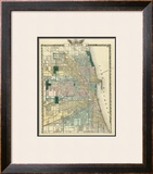 Map of Chicago City, c.1876 Framed Giclee Print by Warner & Beers 