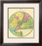 Map of the Country Twenty Five Miles Round the City of New York, c.1848 Framed Giclee Print by Jeremiah Greenleaf